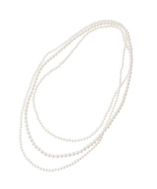 Green Parks ・ＨＡＬＦ　ＴＩＭＥ　パール３連ネックレス（金属フ White