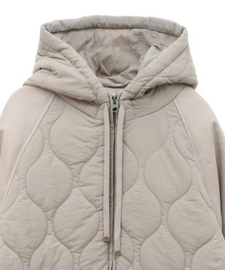 earth music&ecology ラグラン切替キルティングブルゾン Gray Beige