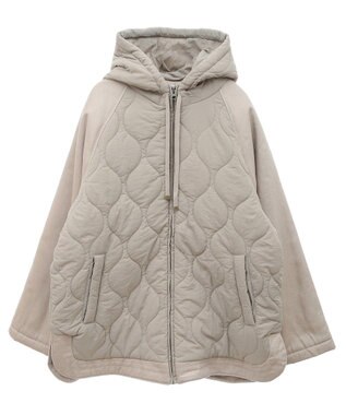 earth music&ecology ラグラン切替キルティングブルゾン Gray Beige