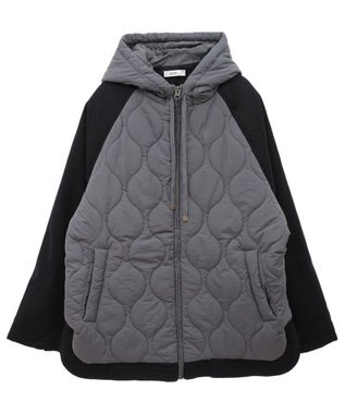 earth music&ecology ラグラン切替キルティングブルゾン Gray Beige