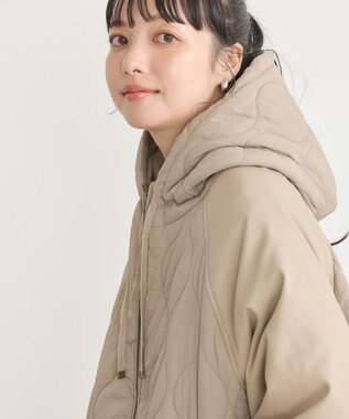 earth music&ecology ラグラン切替キルティングブルゾン Gray Beige