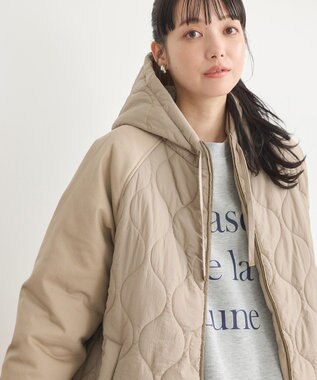 earth music&ecology ラグラン切替キルティングブルゾン Gray Beige