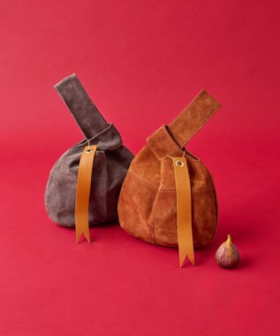 russet 【2025AW新作】本革スエード巾着ハンドバッグ(CE-1582) Brown