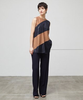 BEIGE， 【洗える】TOURRAQUE / Aラインブラウス Camel×Navy