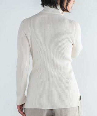muuc 〈洗えるニット〉〈肌に優しいニット〉〈カシミヤ×シルク×ウール〉〈通年着られるニット〉リブ編みタートルネックニットプルオーバー ホワイト