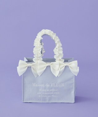 Maison de FLEUR ジャカードリボンフリルスクエアトートSバッグ Blue