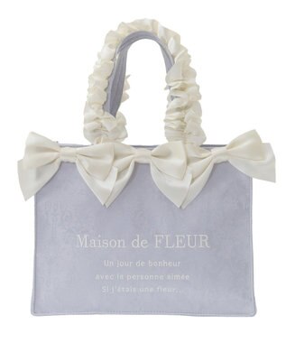 Maison de FLEUR ジャカードリボンフリルスクエアトートSバッグ Blue
