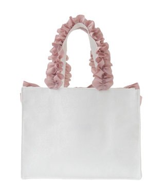 Maison de FLEUR ジャカードリボンフリルスクエアトートSバッグ Ivory