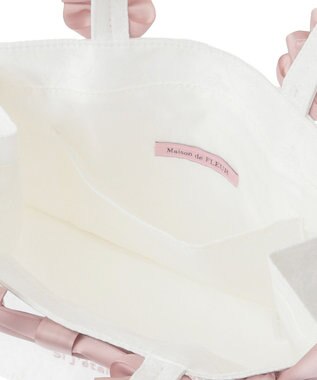 Maison de FLEUR ジャカードリボンフリルスクエアトートSバッグ Ivory