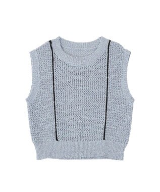 earth music&ecology 配色ラインＭＩＸニットベスト Blue