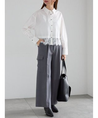 Te chichi スカラップレース切替シャツブラウス オフホワイト