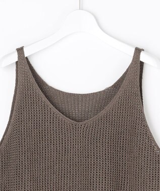 自由区 ペーパーコットンメッシュ ベスト ブラウン