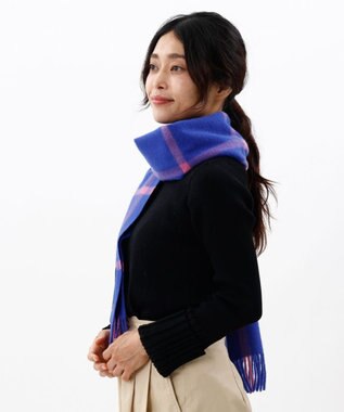 AURORA 【 LANVIN en Bleu （ランバン オン ブルー）】ウールチェックマフラー ブルー