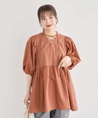 Green Parks ・ＥＬＥＮＣＡＲＥ　ＤＵＥ　２ｗａｙボリュームチュニック Brown