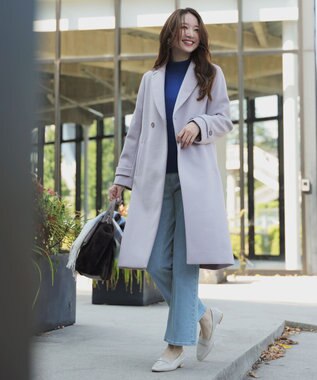 ANY SIS CICA加工 ビューティ畔ボトルネック ニット ブルー