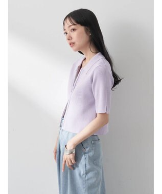 earth music&ecology 衿付きダブルＺＩＰカーディガン Lavender