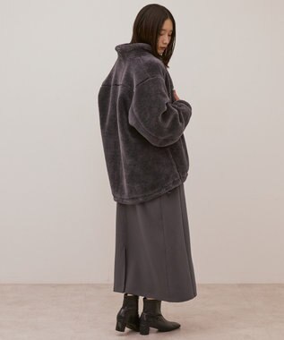 AMERICAN HOLIC スタンドカラーミニファーブルゾン Charcoal Gray