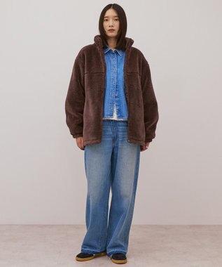 AMERICAN HOLIC スタンドカラーミニファーブルゾン Brown