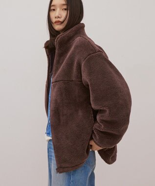 AMERICAN HOLIC スタンドカラーミニファーブルゾン Brown