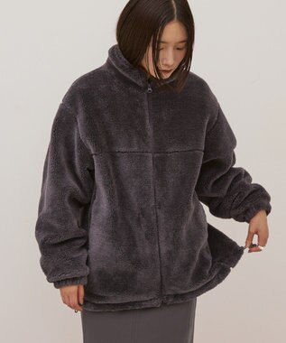 AMERICAN HOLIC スタンドカラーミニファーブルゾン Charcoal Gray