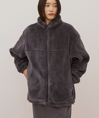 AMERICAN HOLIC スタンドカラーミニファーブルゾン Charcoal Gray