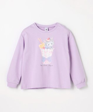 ANY KIDS アニマルモチーフ長袖Tシャツ ラベンダー×ねこ
