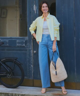 23区 L 【Oggi4月号掲載/洗える】CANCLINI クロップド シャツ [WEB限定]レモンイエローストライプ