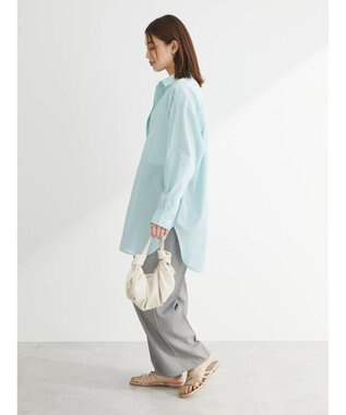 Green Parks 綿麻混タブ付オーバーサイズシャツチュニック Green