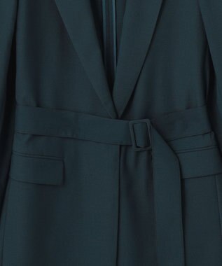 ICB 【洗える】 ウールマットウース ベルト付きジャケット パイングリーン系