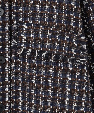 #Newans ツイードブルゾン ネイビー×ブラウン