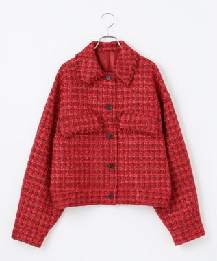 #Newans ツイードブルゾン レッド