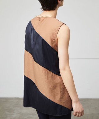 BEIGE， 【洗える】TOURRAQUE / Aラインブラウス Camel×Navy