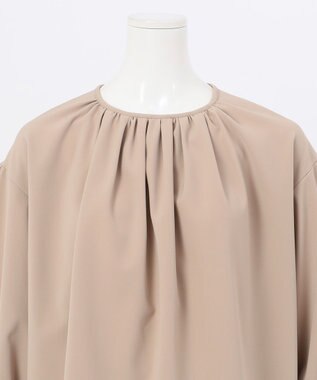 23区 【エステータ】コットンダブルクロス 長袖ブラウス グレージュ系