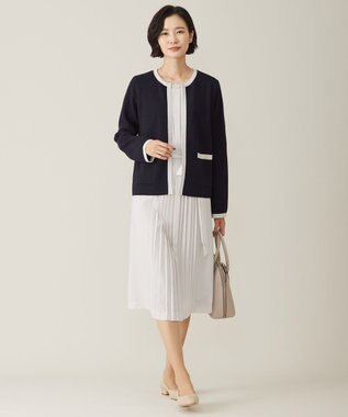 J.PRESS LADIES S 【WEB限定カラーあり・洗える】TRIM RAYON STRETCH カーディガン ネイビー系