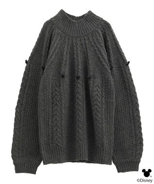 earth music&ecology 【予約】Disney/ポイントミッキーケーブルニット チャコールグレー