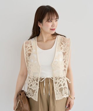 Green Parks ・ＥＬＥＮＣＡＲＥ　ＤＵＥ　２ｗａｙレースベスト Off White