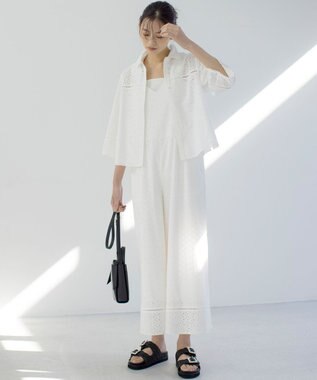 組曲 【WEB限定】エンブロイダリーレースサロペット アイボリー系