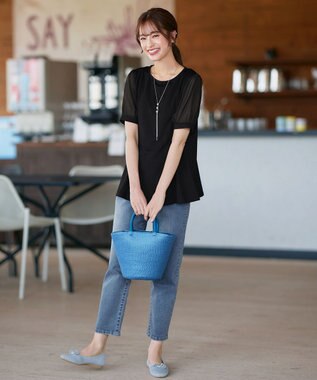 Tiaclasse 【洗える・接触冷感・紫外線ケア・サラごこち】ソフトペプラムカットソー ブラック