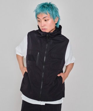 WEGO 【ユニセックス着用ITEM】フードナイロンベスト ブラック