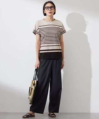 自由区 S 【カタログ掲載・洗える】フルダルスパンマイクロピーチワイドストレート パンツ ブラック