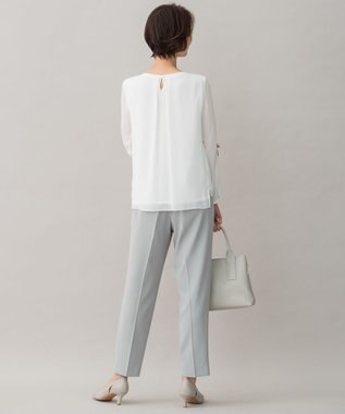 自由区 【XSサイズ～/洗える】ダブルフェイススーティング テーパードパンツ セージ