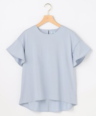 組曲 【WEB限定】プレーティング天竺フリルスリーブ Tシャツ スカイブルー系