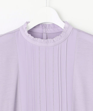 J.PRESS LADIES ウォッシャブルウール フリルネック カットソー ふじ色系