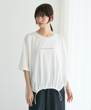 YECCA VECCA 裾ドロストデザインロゴTee Off White