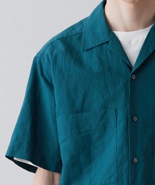 UNFILO MENS ライトリネン オープンカラーシャツ [23年春夏商品] ダークグリーン