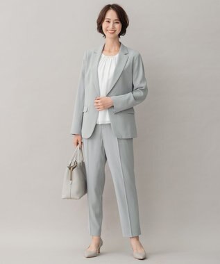 自由区 【XSサイズ～/洗える】ダブルフェイススーティング テーパードパンツ セージ