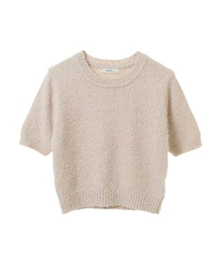 earth music&ecology ツイストブークレ半袖プルオーバー Ecru