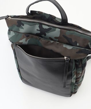 Y'SACCS ナイロン牛革リュック カーキ