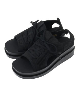 Green Parks ＲＵＰＩＳ．インジェクションニットレースアップサンダル Black