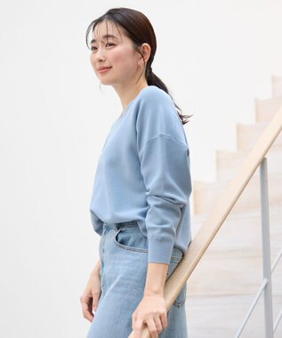 ANY 【5色展開】Ｖネックガーターニットプルオーバー サックス